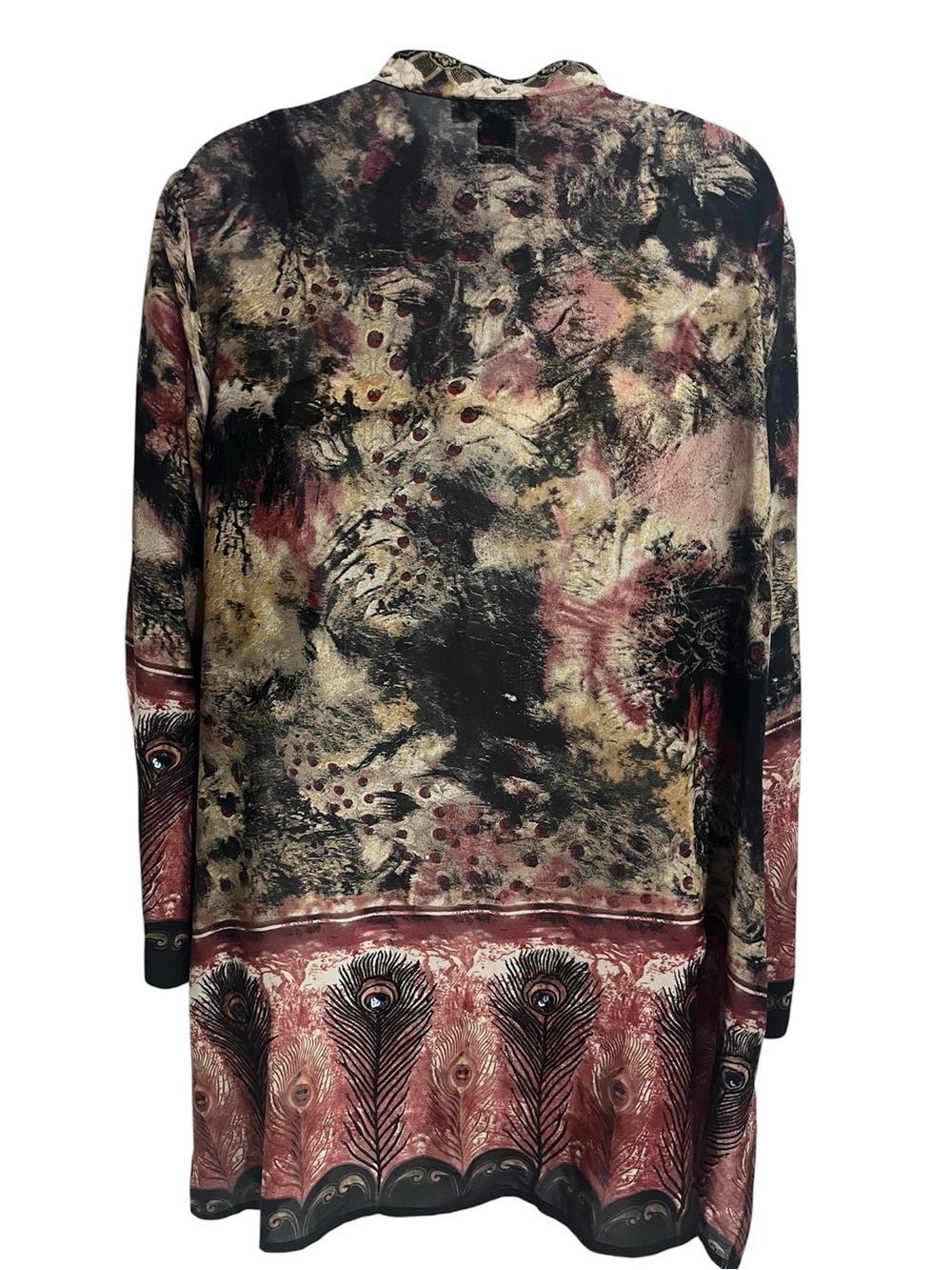 Citron Santa Monica Asian Sheer Button Down Black Sequins Tunic Top Blouse 1X - Picture 3 of 11